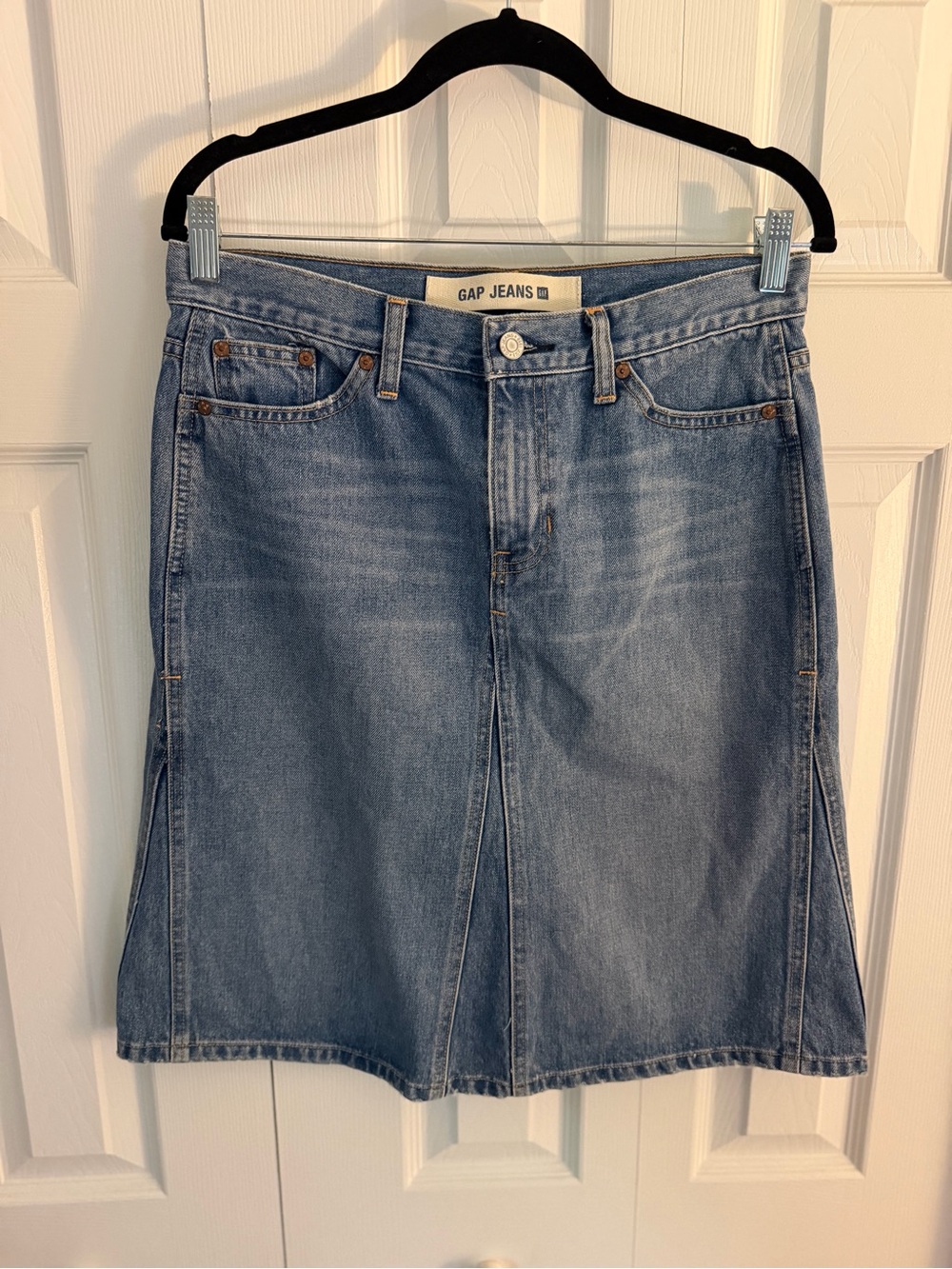 Vintage 2003 Gap Denim Paneled A-Line Skirt Y2K Size 8